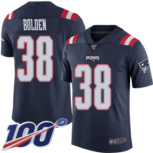 New England Patriots Football 38 100th Season Limited Navy Blue Men Brandon Bolden NFL Jersey
